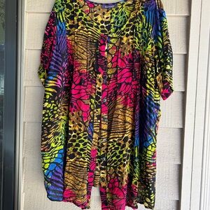 Roaman's Multicolor Animal Print Blouse